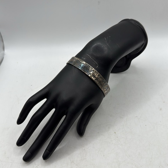 Silver Tone Engraved Bangle Bracelet Cuff Love Is Patient 1 Corinthians Verse - Picture 2 of 8